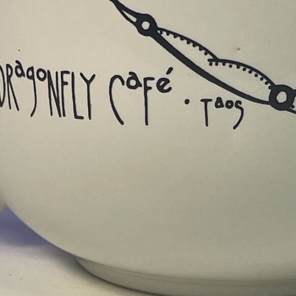 Dragonfly Cafe Taos New Mexico Coffee Latte Mug Vegan Vegetarian Restaurant Logo - Picture 3 of 7